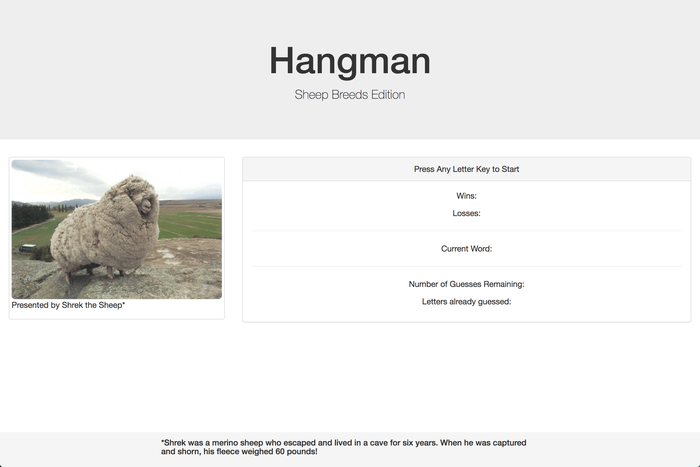 Hangman: Sheep Breeds Edition (screenshot)