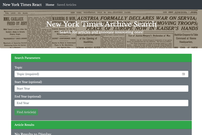 NYT Archive Search (screenshot)